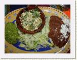 Teotihuacan - Mi plato de Escamoles (huevas de hormiga) con guacamole y frijoles refritos